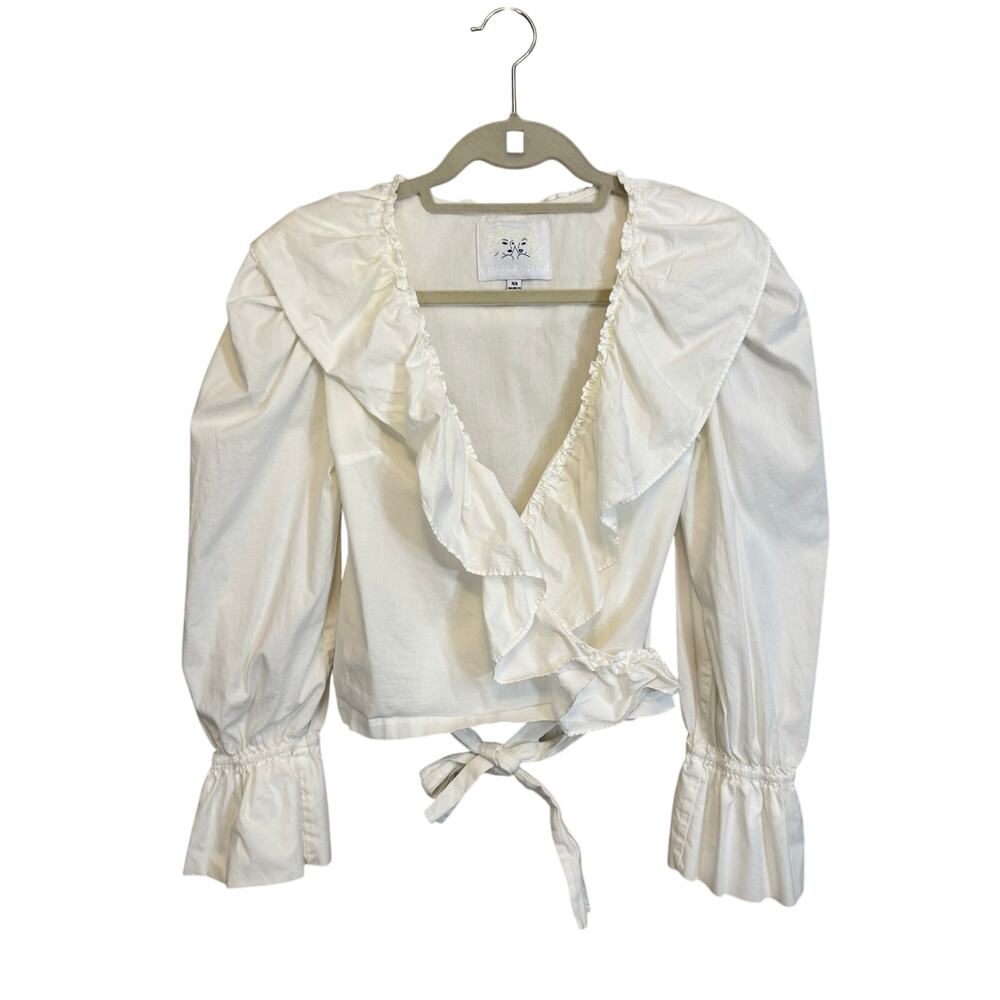 Courtyard Crop Poet Blouse White XS